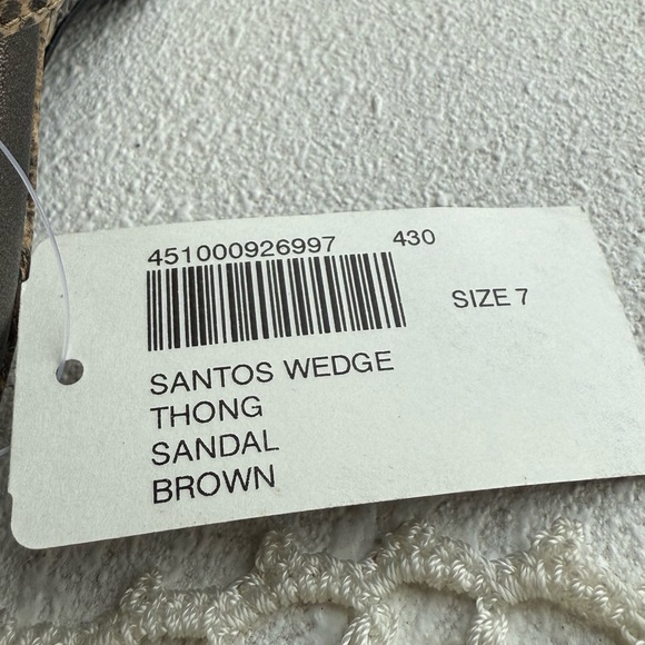Chico’s Santos Brown Snake Embossed Wedge Thong Sandals NIB - Picture 2 of 2